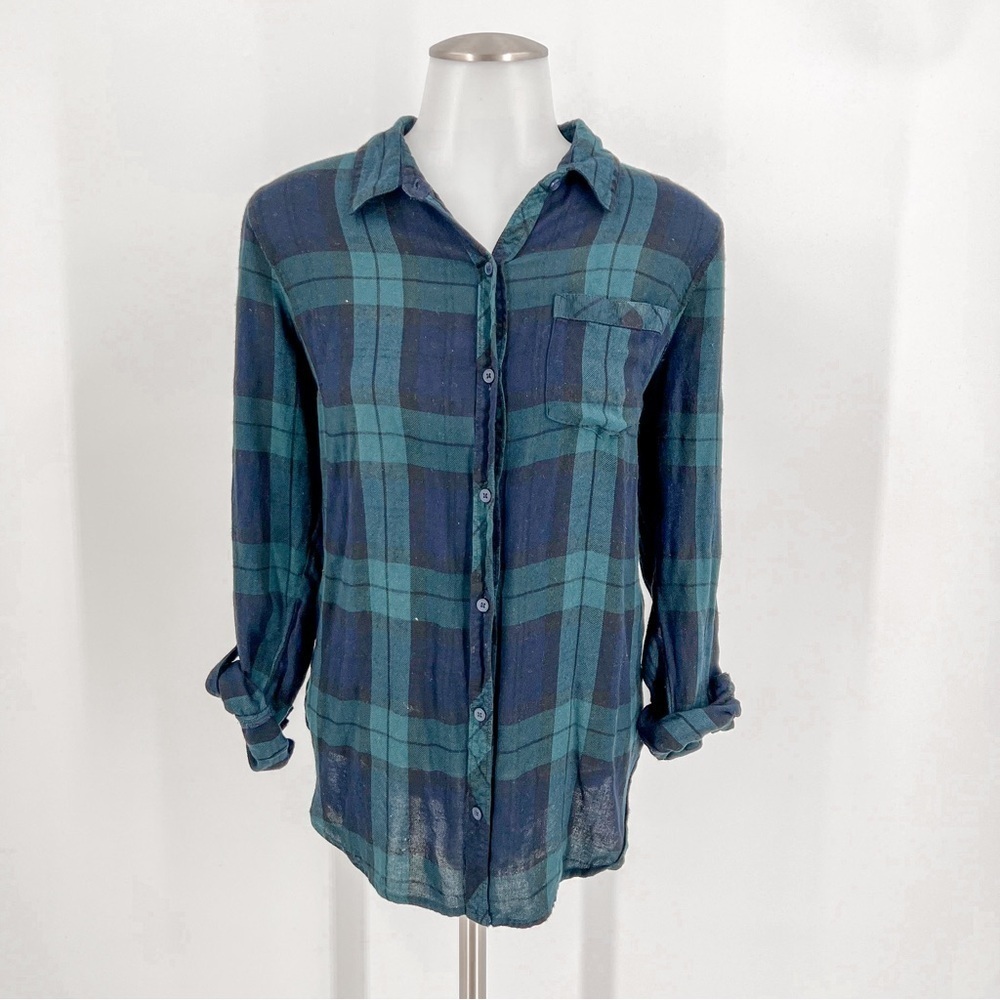 Lucky Brand Green/Blue Plaid Top